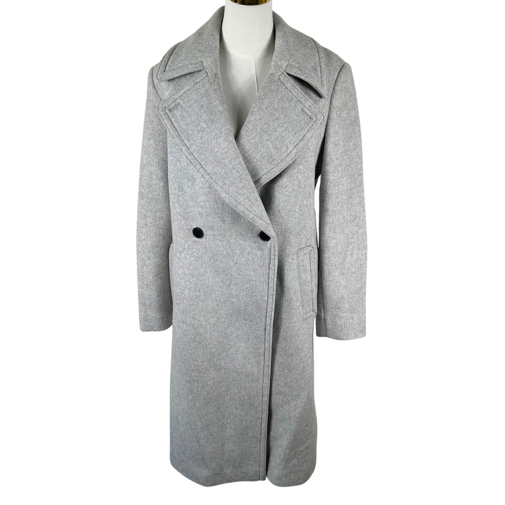 NWT Club Monaco Daylina Coat Women L Light Gray Heather Wool Blend Long Jacket